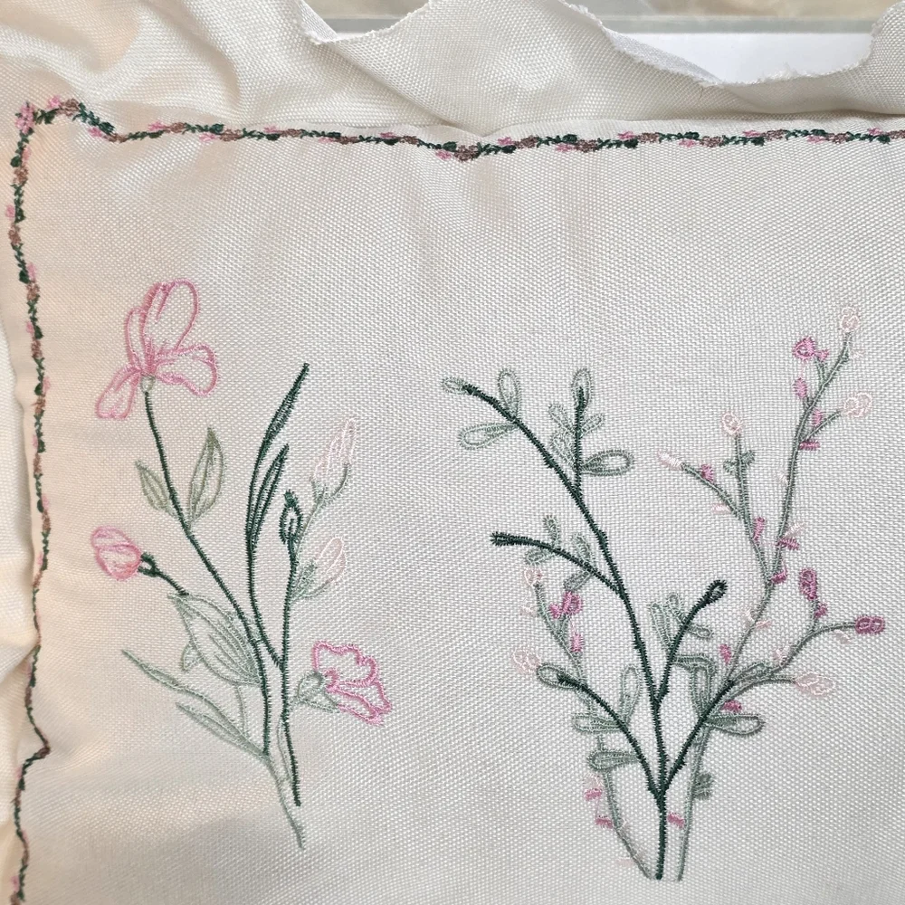 Rachel Zoe x Geneva Home Fifth Avenue Floral Embroidered Linen Accent Pillow